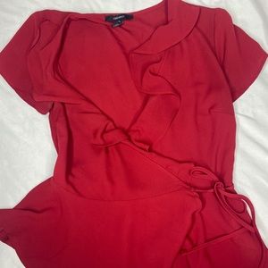 Forever21 red wrap around top
